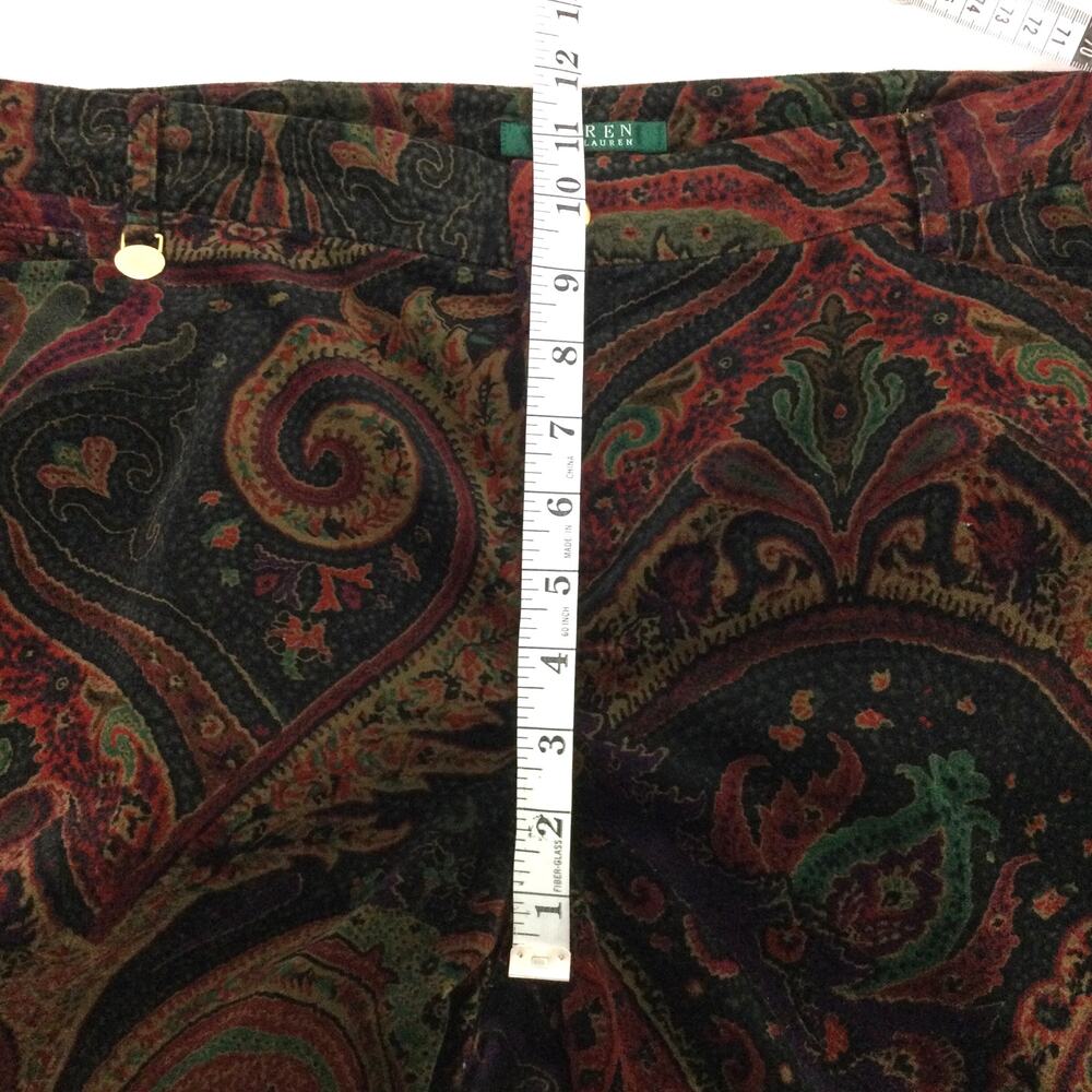Lauren Ralph Lauren 90s Vintage Paisley Midrise Soft Straight Leg Brown Pant 16W - Picture 12 of 15
